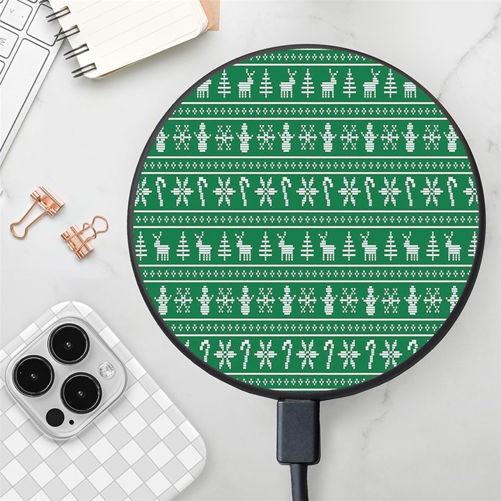 Wallpaper Ugly Sweater Backgrounds Christmas Wireless Fast Charger(Black)