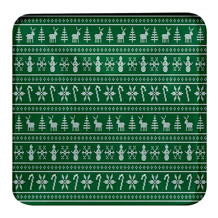 Wallpaper Ugly Sweater Backgrounds Christmas Square Glass Fridge Magnet (4 pack)