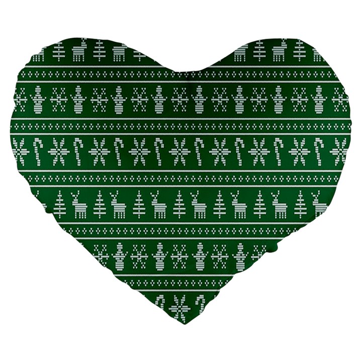 Wallpaper Ugly Sweater Backgrounds Christmas Large 19  Premium Heart Shape Cushions