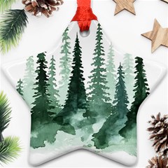 Tree Watercolor Painting Pine Forest Ornament (star) by Hannah976