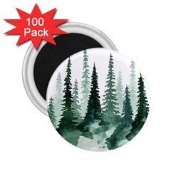 Tree Watercolor Painting Pine Forest 2 25  Magnets (100 Pack)  by Hannah976