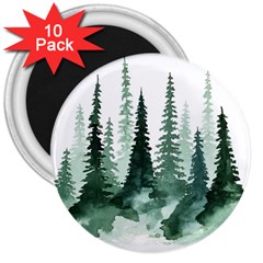 Tree Watercolor Painting Pine Forest 3  Magnets (10 Pack)  by Hannah976