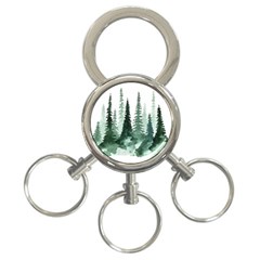 Tree Watercolor Painting Pine Forest 3-ring Key Chain by Hannah976