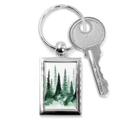 Tree Watercolor Painting Pine Forest Key Chain (rectangle) by Hannah976