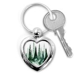 Tree Watercolor Painting Pine Forest Key Chain (Heart) Front