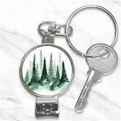 Tree Watercolor Painting Pine Forest Nail Clippers Key Chain by Hannah976