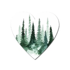 Tree Watercolor Painting Pine Forest Heart Magnet by Hannah976