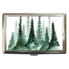 Tree Watercolor Painting Pine Forest Cigarette Money Case by Hannah976