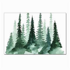 Tree Watercolor Painting Pine Forest Postcard 4 x 6  (pkg Of 10) by Hannah976