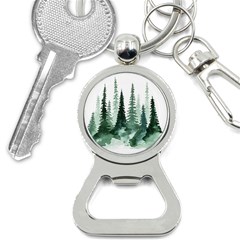 Tree Watercolor Painting Pine Forest Bottle Opener Key Chain by Hannah976