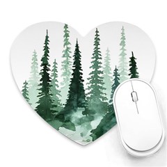 Tree Watercolor Painting Pine Forest Heart Mousepad by Hannah976