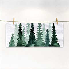 Tree Watercolor Painting Pine Forest Hand Towel by Hannah976