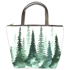 Tree Watercolor Painting Pine Forest Bucket Bag by Hannah976