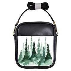 Tree Watercolor Painting Pine Forest Girls Sling Bag by Hannah976