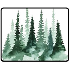 Tree Watercolor Painting Pine Forest Fleece Blanket (medium) by Hannah976