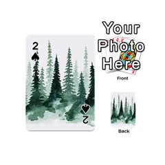 Tree Watercolor Painting Pine Forest Playing Cards 54 Designs (mini) by Hannah976