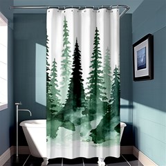 Tree Watercolor Painting Pine Forest Shower Curtain 36  X 72  (stall)  by Hannah976