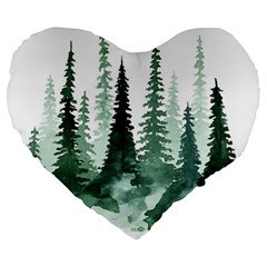 Tree Watercolor Painting Pine Forest Large 19  Premium Heart Shape Cushions by Hannah976