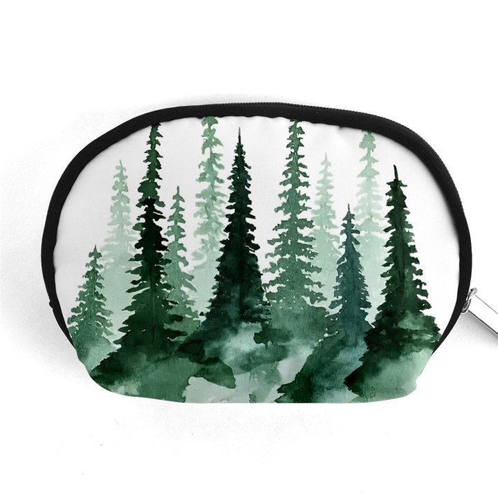 Tree Watercolor Painting Pine Forest Accessory Pouch (Medium)