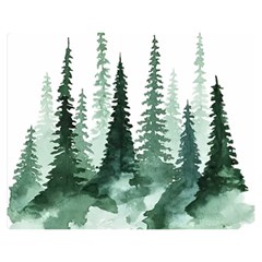 Tree Watercolor Painting Pine Forest Two Sides Premium Plush Fleece Blanket (medium) by Hannah976