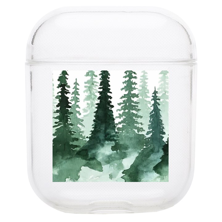 Tree Watercolor Painting Pine Forest Soft TPU AirPods 1/2 Case