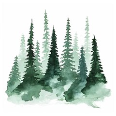 Tree Watercolor Painting Pine Forest Wooden Puzzle Square by Hannah976