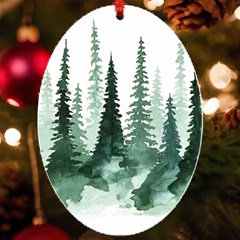 Tree Watercolor Painting Pine Forest Uv Print Acrylic Ornament Oval by Hannah976