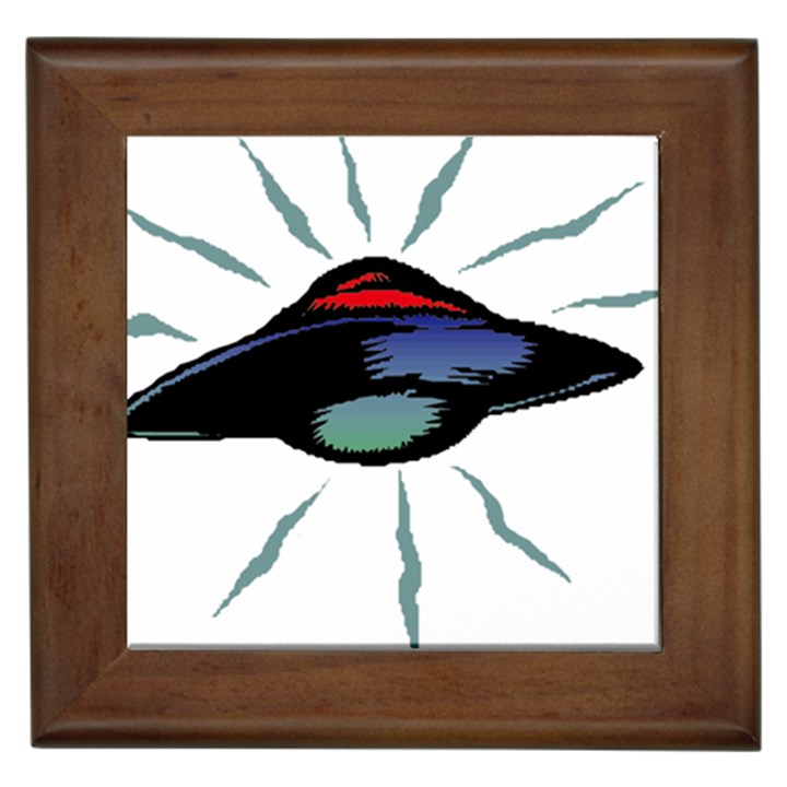 Alien Unidentified Flying Object Ufo Framed Tile