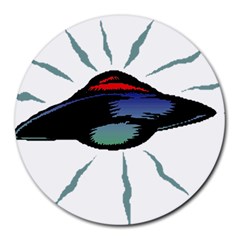 Alien Unidentified Flying Object Ufo Round Mousepad by Sarkoni