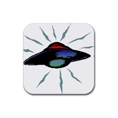 Alien Unidentified Flying Object Ufo Rubber Coaster (square) by Sarkoni