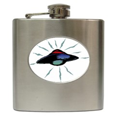 Alien Unidentified Flying Object Ufo Hip Flask (6 Oz) by Sarkoni