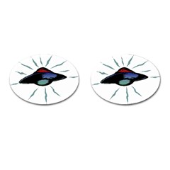 Alien Unidentified Flying Object Ufo Cufflinks (oval) by Sarkoni