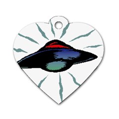 Alien Unidentified Flying Object Ufo Dog Tag Heart (two Sides) by Sarkoni