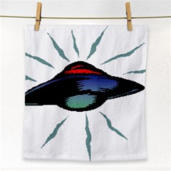 Alien Unidentified Flying Object Ufo Face Towel by Sarkoni