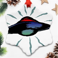 Alien Unidentified Flying Object Ufo Snowflake Ornament (two Sides) by Sarkoni