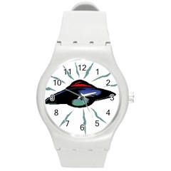 Alien Unidentified Flying Object Ufo Round Plastic Sport Watch (m) by Sarkoni