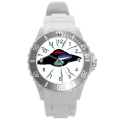 Alien Unidentified Flying Object Ufo Round Plastic Sport Watch (l) by Sarkoni