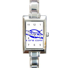 Unidentified Flying Object Ufo Alien We Are Coming Rectangle Italian Charm Watch by Sarkoni