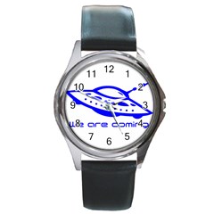 Unidentified Flying Object Ufo Alien We Are Coming Round Metal Watch by Sarkoni