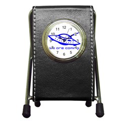 Unidentified Flying Object Ufo Alien We Are Coming Pen Holder Desk Clock by Sarkoni