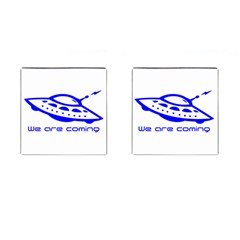 Unidentified Flying Object Ufo Alien We Are Coming Cufflinks (square) by Sarkoni