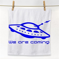 Unidentified Flying Object Ufo Alien We Are Coming Face Towel by Sarkoni