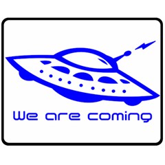 Unidentified Flying Object Ufo Alien We Are Coming Two Sides Fleece Blanket (medium) by Sarkoni