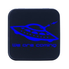 Unidentified Flying Object Ufo Alien We Are Coming Square Metal Box (black) by Sarkoni