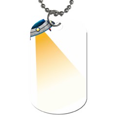 Blue Ufo Illustration Unidentified Flying Object Cartoon Dog Tag (two Sides) by Sarkoni