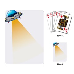 Blue Ufo Illustration Unidentified Flying Object Cartoon Playing Cards Single Design (rectangle) by Sarkoni