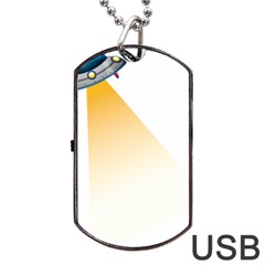 Blue Ufo Illustration Unidentified Flying Object Cartoon Dog Tag Usb Flash (two Sides) by Sarkoni