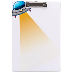 Blue Ufo Illustration Unidentified Flying Object Cartoon A4 Acrylic Clipboard by Sarkoni