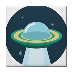 Illustration Ufo Alien  Unidentified Flying Object Tile Coaster by Sarkoni