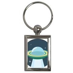 Illustration Ufo Alien  Unidentified Flying Object Key Chain (rectangle) by Sarkoni